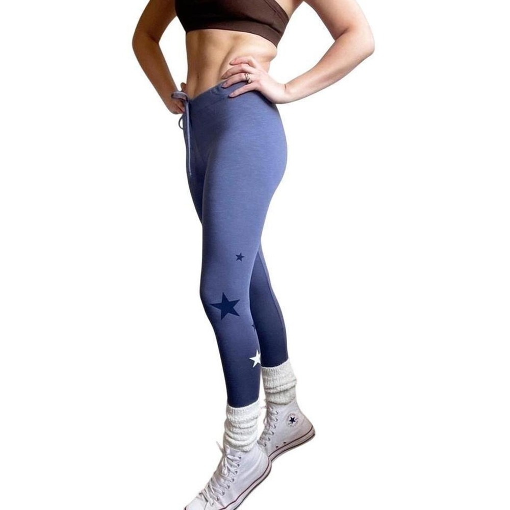 Sundry Sporty Athletic Retro Blue Star Celestial Ultra Soft Full Length Legging
